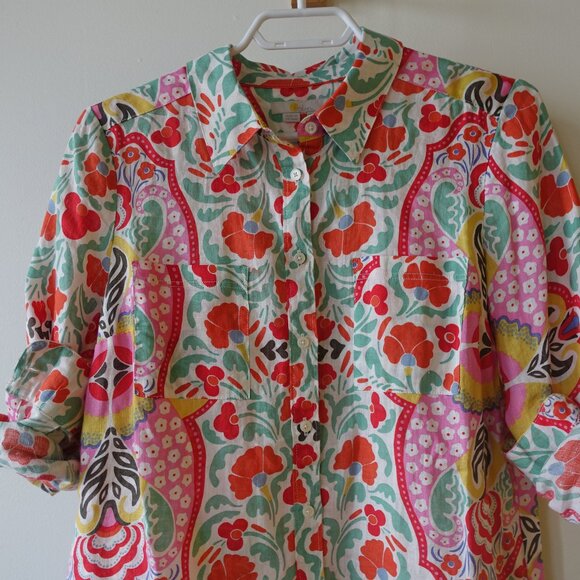 Boden linen floral shirt 4P 4 petite - Picture 15 of 16